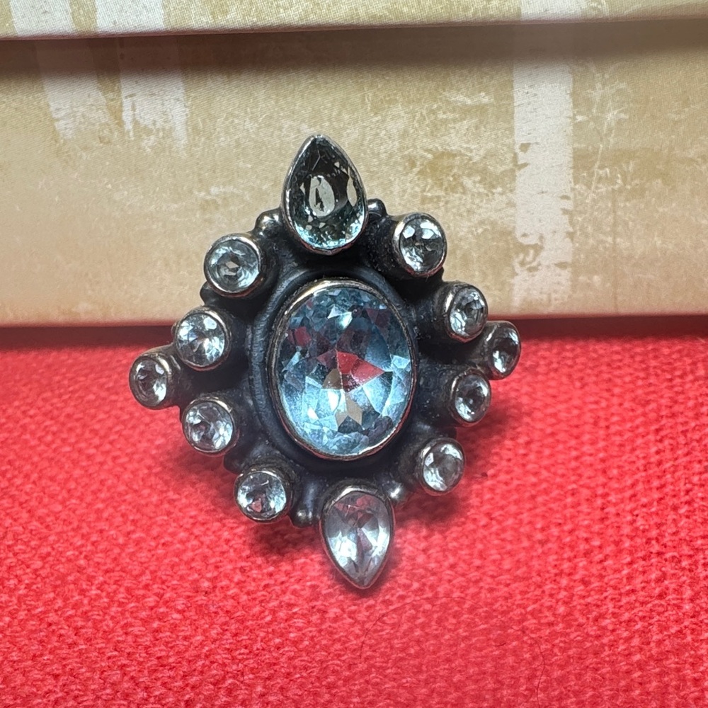 Sundance Silver and Blue Crystal Brooch